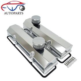 Aeiou Jm8091-8ca Small Block Chevy Silver Aluminum Fabricated Valve Covers Sbc 350 400 Breathers