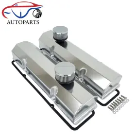 Jm8091-8ca Aeiou Small Block Chevy Silver Aluminum Fabricated Valve Covers Sbc 350 400 Breathers