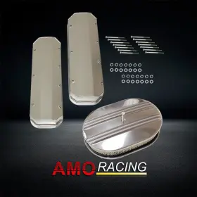 Ar37929 Amoracing Tall Alum Valve Covers And 12 Inch Half Finned Air Cleaner Fit Chevy Bbc 396 1965-1995 Ar37929 Amoracing Tall Alum Valve Covers And 12 Inch Half Finned Air Cleaner Fit Chevy Bbc 396 1965-1995