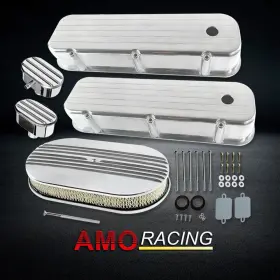 Ar38002 Amoracing Polished Tall Valve Cover Fits 1965-95 Bbc&oval 15 Inch Finned Air Cleaner& Breather Ar38002 Amoracing Polished Tall Valve Cover Fits 1965-95 Bbc&oval 15 Inch Finned Air Cleaner& Breather