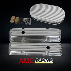 Amoracing Ar38294 Fits Chevy Sbc 283 305 400 1958-1986 Tall Valve Covers And 15 Inch Finned Air Cleaner