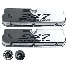 110-8880 Ansen Valve Cover With 347 Stroker Logo Polished Pair 289/302
