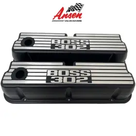 110-4027 Ansen Usa Ford 351 Windsor Boss 302 Black Tall Valve Covers - Wide Fin Style 3