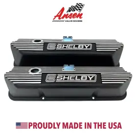 110-5011 Ansen Usa Ford Fe Tall Cs Shelby Logo Valve Covers - Black Die-cast Aluminum