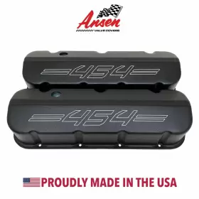 Ansen Usa 655255104265 Big Block Chevy 454 Outline Logo Black Tall Valve Covers - Seconds