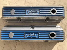 8000-1 Ansen / Weiand Ford Fe Valve Covers Finned Aluminum 390 406 427 Side Oiler 428 Cobra Jet