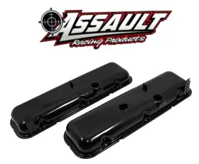 A9503pbk Assault Racing Products Big Block Chevy 396 454 Short Oem Black Painted Baffled Steel Valve Covers Bbc