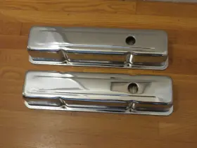 A9518 Assault Racing Products Sbc Chevy 350 Chrome Short Steel Valve Covers With Oil Cap Hole 283 305 327 400