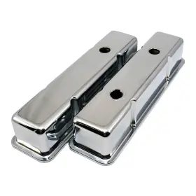 A9519 Assault Racing Products Sbc Chevy 350 Chrome Tall Steel Valve Covers With Oil Cap Hole - 283 305 327 400