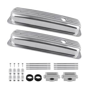Bfo 5ye3bt 2x Valve Covers Center Bolt Polished For Sbc Small Block Chevy Engines 283 327