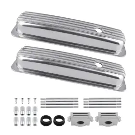5ye3bt Bfo 2x Valve Covers Center Bolt Polished For Sbc Small Block Chevy Engines 283 327