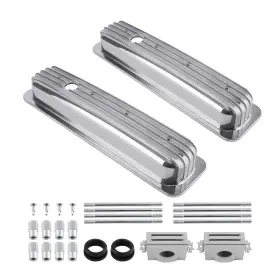 95h02g Bfo Roller Rocker Valve Covers For Chevy Sbc 350 1987-1997 Finned Polished Aluminum