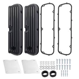 Bfo N6zqpy Black Valve Covers For Ford 289 302 351w V8 1962-1985 Aluminum Finned With Gaskets