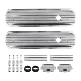 Ned4t7 Bfo Aluminum Center Bolt Valve Covers For Chevy 350 Sbc 1987-1997 Finned Tall