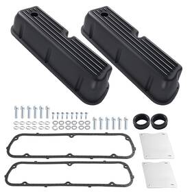Bfo Sf5alh Black Valve Cover Set For Ford 289 302 351w 1962-1985 V8 Aluminum Tall Finned
