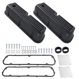 Sf5alh Bfo Black Valve Cover Set For Ford 289 302 351w 1962-1985 V8 Aluminum Tall Finned