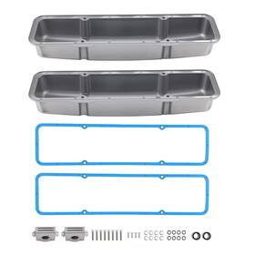 Bfo Snge7p Chrome Valve Cover Set For Sbc 283-400 Perimeter Bolt Short Style 1958-86