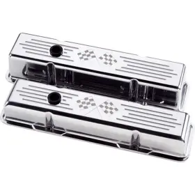 95127 Billet Specialties - Sbc Short Checkered Flag Valve Covers