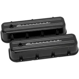 Blk96123 Billet Specialties Bbc Tall Valve Cover Chevrolet Script Black
