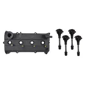 4870-0002c5 Brock Valve Cover With Gasket And 4 Pc Set Ignition Coils For 02-06 Nissan Altima Sentra