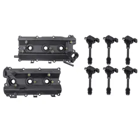 4885-0010-6 Brock 4870-0004lr Pair Valve Covers And 6 Pc Set Ignition Coil For Infiniti Fx35 G35 M35 Nissan 350z