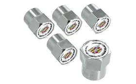 Cadillac 657138006093 License Frame Inc. Logo Chrome Valve Cap Covers