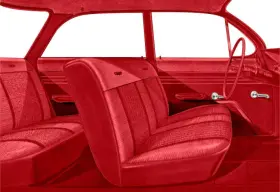 B10161089 Cars Inc 1961 Bel Air 2 Door Hardtop Red Cloth / Ivory And Vinyl Upholstery Set