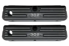 289-302-351w-5.0l Cfr Performance Hz-6728-3-pbk-302 Aluminum Ford Tall Finned Valve Covers Black Etched 302
