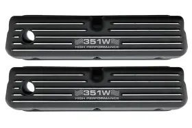 Hz-6728-3-pbk-351w Cfr Performance Aluminum Ford 289-302-351w-5.0l Tall Finned Valve Covers Black Etched 351w
