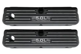 Hz-6728-3-pbk-5.0l Cfr Performance Aluminum Ford 289-302-351w-5.0l Tall Finned Valve Covers Black Etched 5.0l