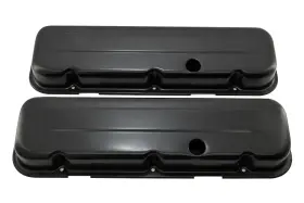 Hz-9236-pbk Cfr Performance Steel Short Valve Covers Fits 1965 95 Chevy Bb 396-502 1 Hole Black