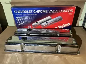 141-102 Chevrolet 036666300086 Ac Delco Small Block 350 305 Embossed Chrome Valve Covers