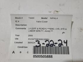 Chevrolet 350.gm1s06 Impala 2006 Valve Cover 1870718