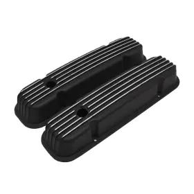 Cbk-6032-3-pbk Cobra-tek Valve Covers For Pontiac 326 455 Engines Black Aluminum With Polished Fins