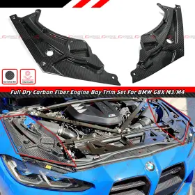 Cuztomtuning G80 G82 G87 S58 For 21-25 Bmw G8x M2 M3 M4 Dry Carbon Fiber 2pc Engine Bay Trim Panel Cover Set Cuztomtuning G80 G82 G87 S58 For 21-25 Bmw G8x M2 M3 M4 Dry Carbon Fiber 2pc Engine Bay Trim Panel Cover Set