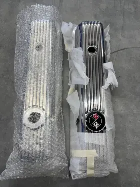 Vcp103k Cw 69ft-77ft Corvette C3 Small Block Aluminum Ribbed Valve Cover Set With Logo 327 350
