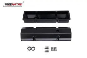 Dm-4411-bk Deepmotor Motor Aluminum Fabricated Valve Cover For Small Block Chevy Sbc 350 400 265 283 Black