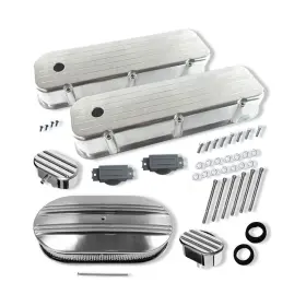 R26332 Demotor Performance For Bbc 1965-95 Ball Milled Cast Alum Tall Valve Covers With Holes&15 Inch Air Cleaner