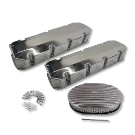 R26692 Demotor Performance For Chevy Bbc 396 454 Aluminum Valve Covers And 12 Inch Oval Full Finned Air Cleaner