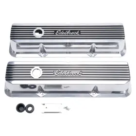 Edelbrock 085347042777 4277 Elite Ii Series Valve Cover Polished Raised Fins 3.55 Inch Overall