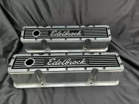 103r-50b Edelbrock Elite Tall Small Block Chevy Aluminum Valve Covers 283 302 350 Rat Rod