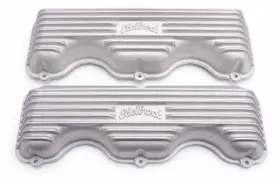 41409 Edelbrock Classic Series Finned Aluminum Valve Covers Satin