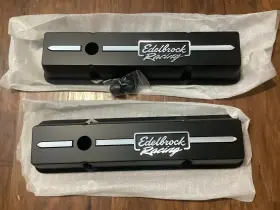 41633 Edelbrock Chevy Valve Covers Race Series Sbc Short Black Z28 Ss C10 Square Body