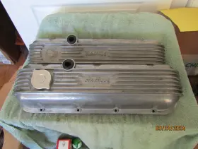 4180 Edelbrock Vintage Aluminum Valve Covers 396 427 454 Big Block Chevy Gasser