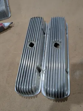59-pont Edelbrock Early Valve Covers Finned Pontiac 389 400 421 428 455 Gto Trans Am