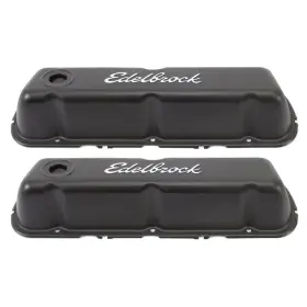 289-351w Edelbrock Edl-4603 4603 Signature Series Valve Cover Ford Chrome With Black Finish