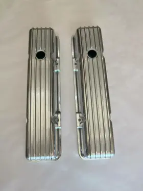 Fd-581ev1 Fdind Vintage Chevy 283 305 350 400 V8 Retro Finned Aluminum Tall Valve Covers W Bolts
