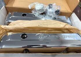 Ford M-6582-a390r Nos Motorsport Fe Tall Chrome Valve Covers Cast Baffles