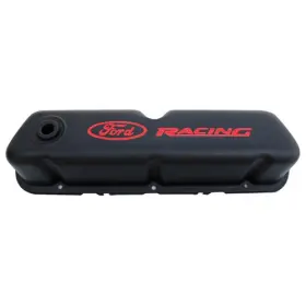 302072 Ford Performance Parts Racing Logo Stamped Steel Valve Covers With Black Crinkle Finish
