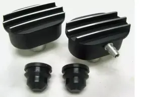 6101fp Gearhead 6100fp 2 Black Aluminum Finned Oval Air Pcv Breather Combo Valve Cover Nostalgia Set Of